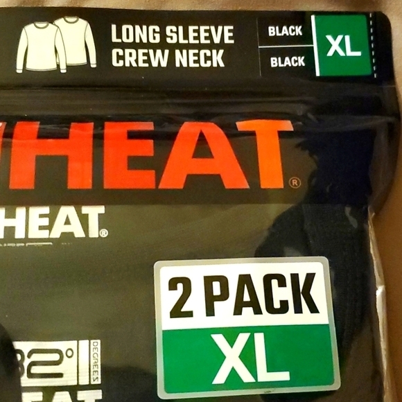 32° Heat Men's 2 pack Black Long Sleeve Crew Neck-XL - Picture 2 of 4